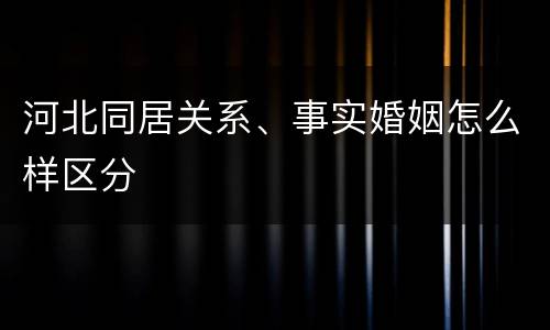河北同居关系、事实婚姻怎么样区分