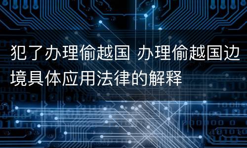 犯了办理偷越国 办理偷越国边境具体应用法律的解释