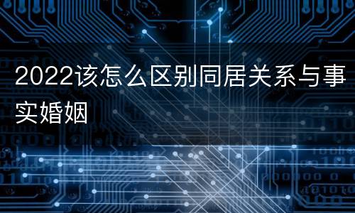 2022该怎么区别同居关系与事实婚姻