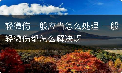 轻微伤一般应当怎么处理 一般轻微伤都怎么解决呀