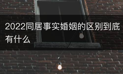 2022同居事实婚姻的区别到底有什么