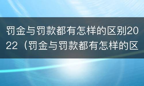 罚金与罚款都有怎样的区别2022（罚金与罚款都有怎样的区别2022年）