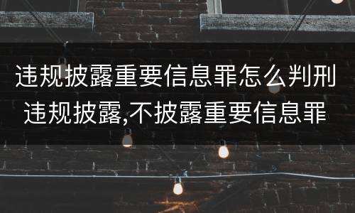 违规披露重要信息罪怎么判刑 违规披露,不披露重要信息罪的立案标准