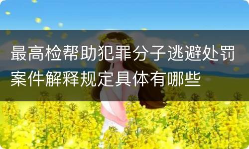 最高检帮助犯罪分子逃避处罚案件解释规定具体有哪些