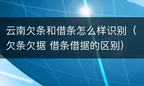 云南欠条和借条怎么样识别（欠条欠据 借条借据的区别）