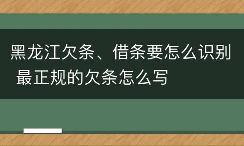黑龙江欠条、借条要怎么识别 最正规的欠条怎么写