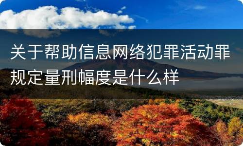 关于帮助信息网络犯罪活动罪规定量刑幅度是什么样