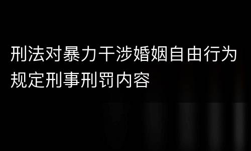 刑法对暴力干涉婚姻自由行为规定刑事刑罚内容