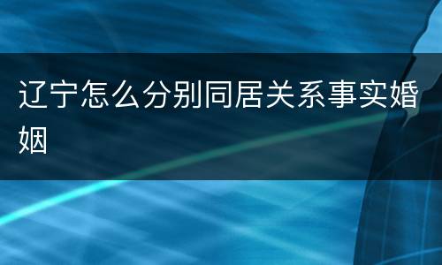 辽宁怎么分别同居关系事实婚姻
