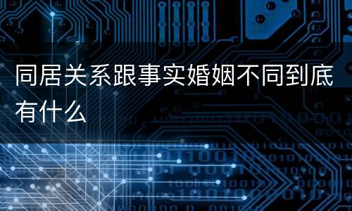 同居关系跟事实婚姻不同到底有什么