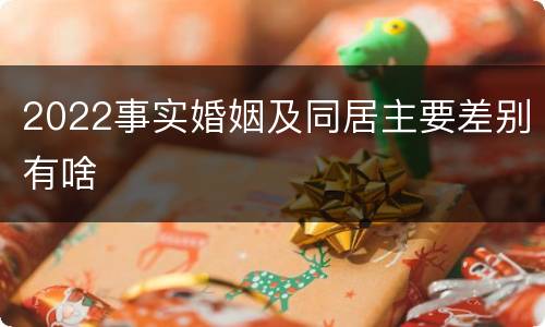 2022事实婚姻及同居主要差别有啥