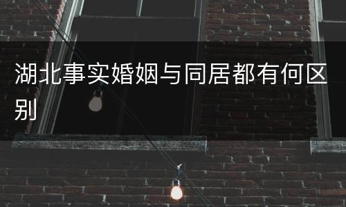 湖北事实婚姻与同居都有何区别