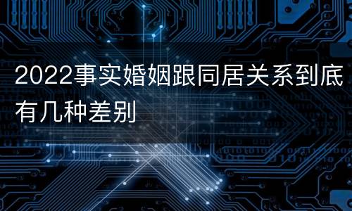 2022事实婚姻跟同居关系到底有几种差别