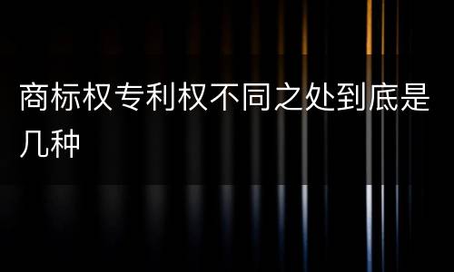 商标权专利权不同之处到底是几种