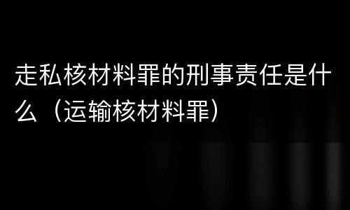 走私核材料罪的刑事责任是什么（运输核材料罪）