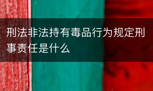 刑法非法持有毒品行为规定刑事责任是什么