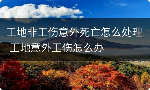 工地非工伤意外死亡怎么处理 工地意外工伤怎么办