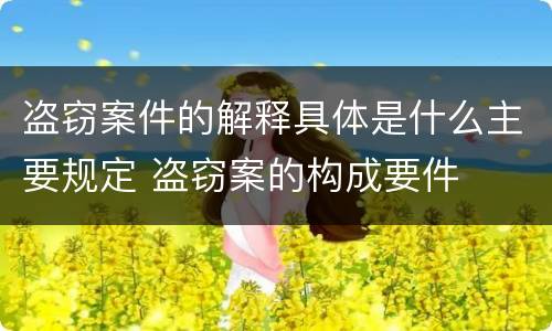 盗窃案件的解释具体是什么主要规定 盗窃案的构成要件