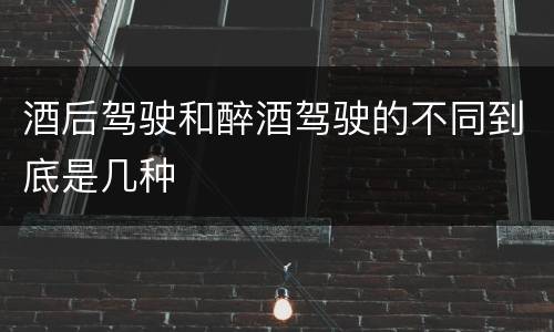 酒后驾驶和醉酒驾驶的不同到底是几种
