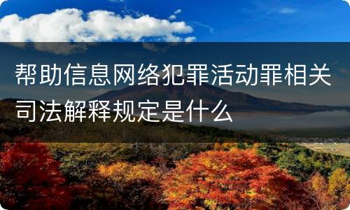 帮助信息网络犯罪活动罪相关司法解释规定是什么