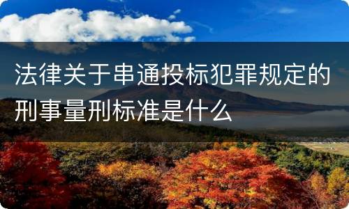 法律关于串通投标犯罪规定的刑事量刑标准是什么