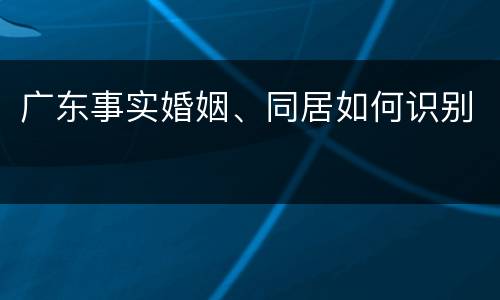广东事实婚姻、同居如何识别