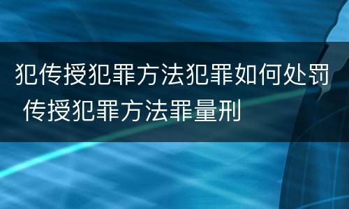 犯传授犯罪方法犯罪如何处罚 传授犯罪方法罪量刑