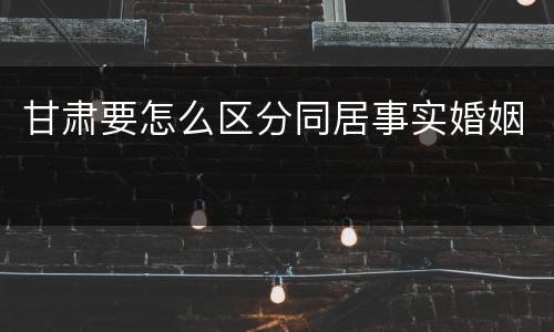 甘肃要怎么区分同居事实婚姻