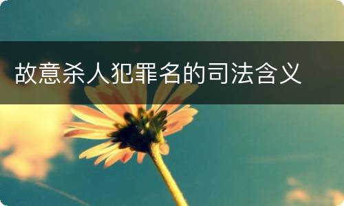 故意杀人犯罪名的司法含义