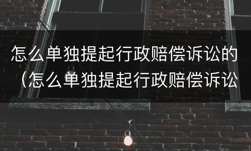 怎么单独提起行政赔偿诉讼的（怎么单独提起行政赔偿诉讼的诉讼请求）