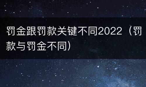 罚金跟罚款关键不同2022（罚款与罚金不同）