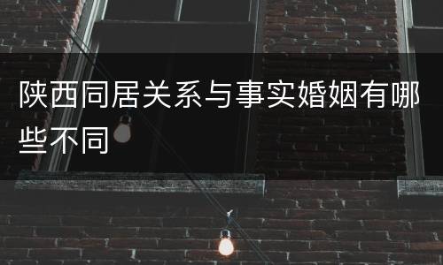陕西同居关系与事实婚姻有哪些不同
