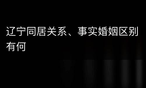 辽宁同居关系、事实婚姻区别有何