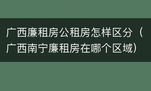 广西廉租房公租房怎样区分（广西南宁廉租房在哪个区域）