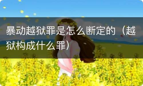 暴动越狱罪是怎么断定的（越狱构成什么罪）