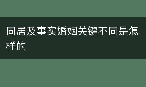 同居及事实婚姻关键不同是怎样的