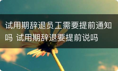 试用期辞退员工需要提前通知吗 试用期辞退要提前说吗