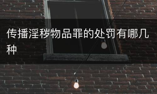 传播淫秽物品罪的处罚有哪几种