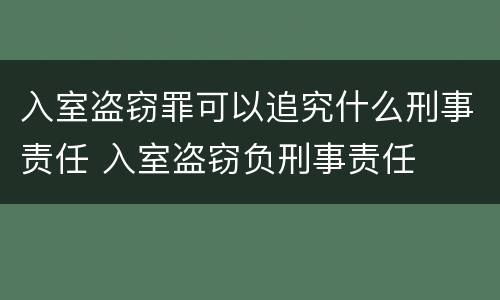 入室盗窃罪可以追究什么刑事责任 入室盗窃负刑事责任