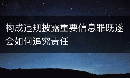 构成违规披露重要信息罪既遂会如何追究责任