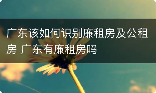 广东该如何识别廉租房及公租房 广东有廉租房吗