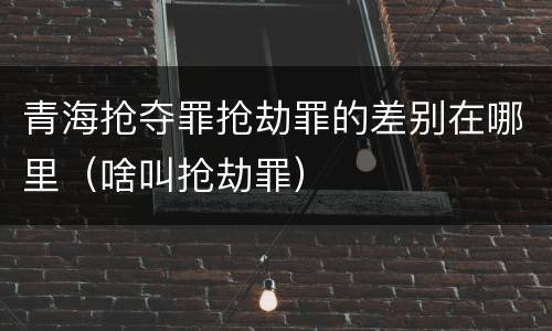 青海抢夺罪抢劫罪的差别在哪里（啥叫抢劫罪）