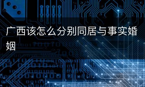 广西该怎么分别同居与事实婚姻