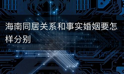 海南同居关系和事实婚姻要怎样分别