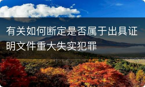 有关如何断定是否属于出具证明文件重大失实犯罪