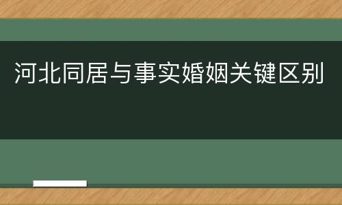 河北同居与事实婚姻关键区别
