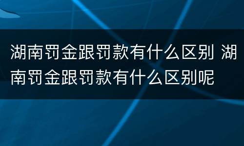 湖南罚金跟罚款有什么区别 湖南罚金跟罚款有什么区别呢