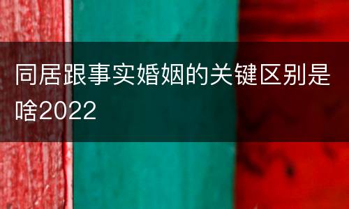 同居跟事实婚姻的关键区别是啥2022
