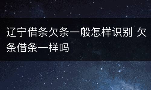 辽宁借条欠条一般怎样识别 欠条借条一样吗