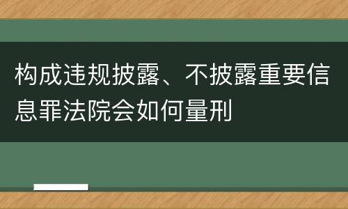 构成违规披露、不披露重要信息罪法院会如何量刑